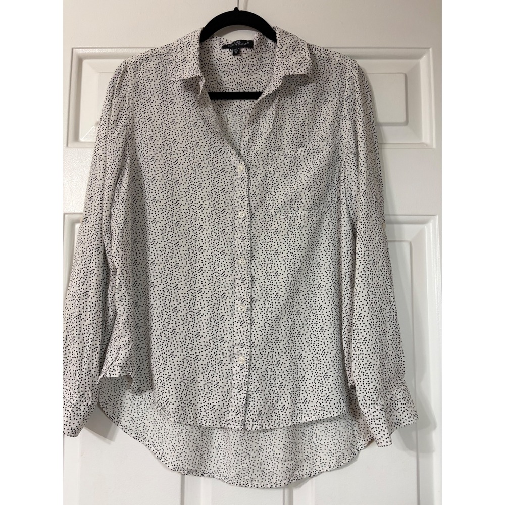 Velvet Heart | Polka Dot Button Down Blouse | Size M || White Black|